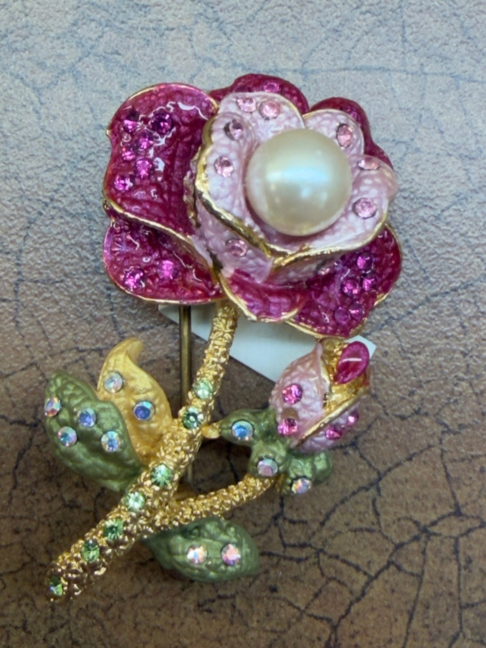 Pink Floral Pearl Accent Brooch - Women Jewelry